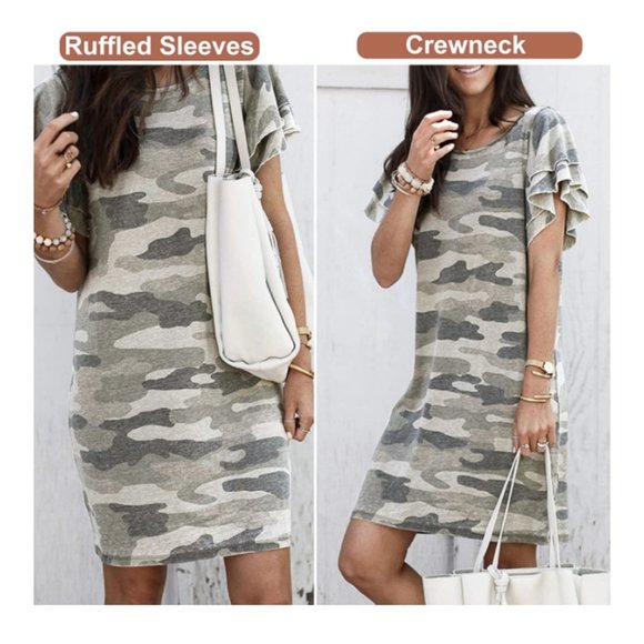 Camo Print Shift Dress, Size Small - Picture 4 of 12